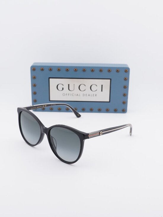 Gucci GG0377SKN 001 Square Sunglasses - Black / Grey main image 8